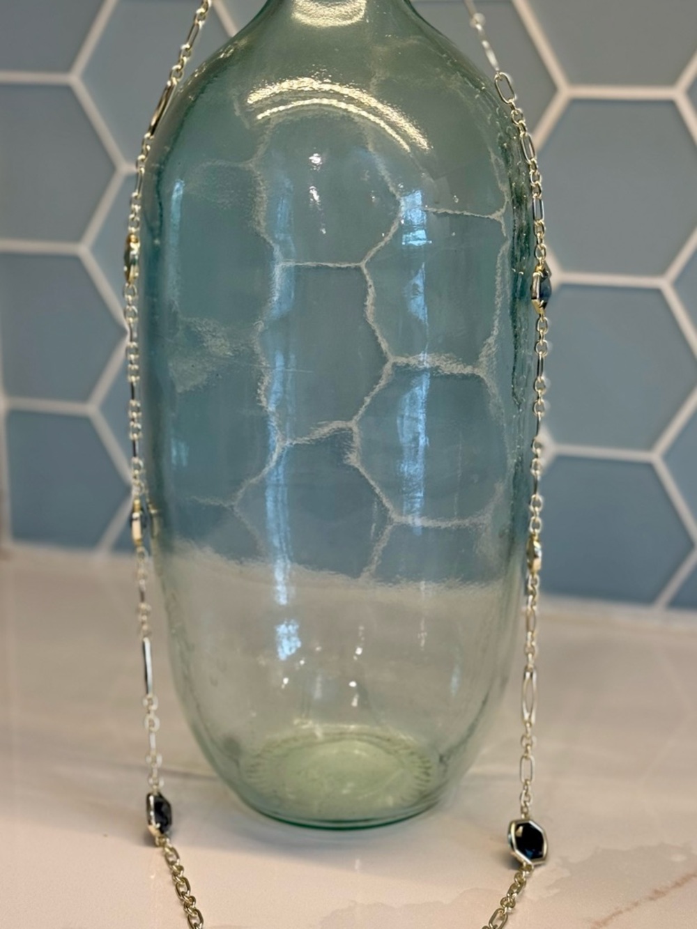 Kendra Scott Gold Station Chain Necklace with Dark Blue, Black & Gray Stones